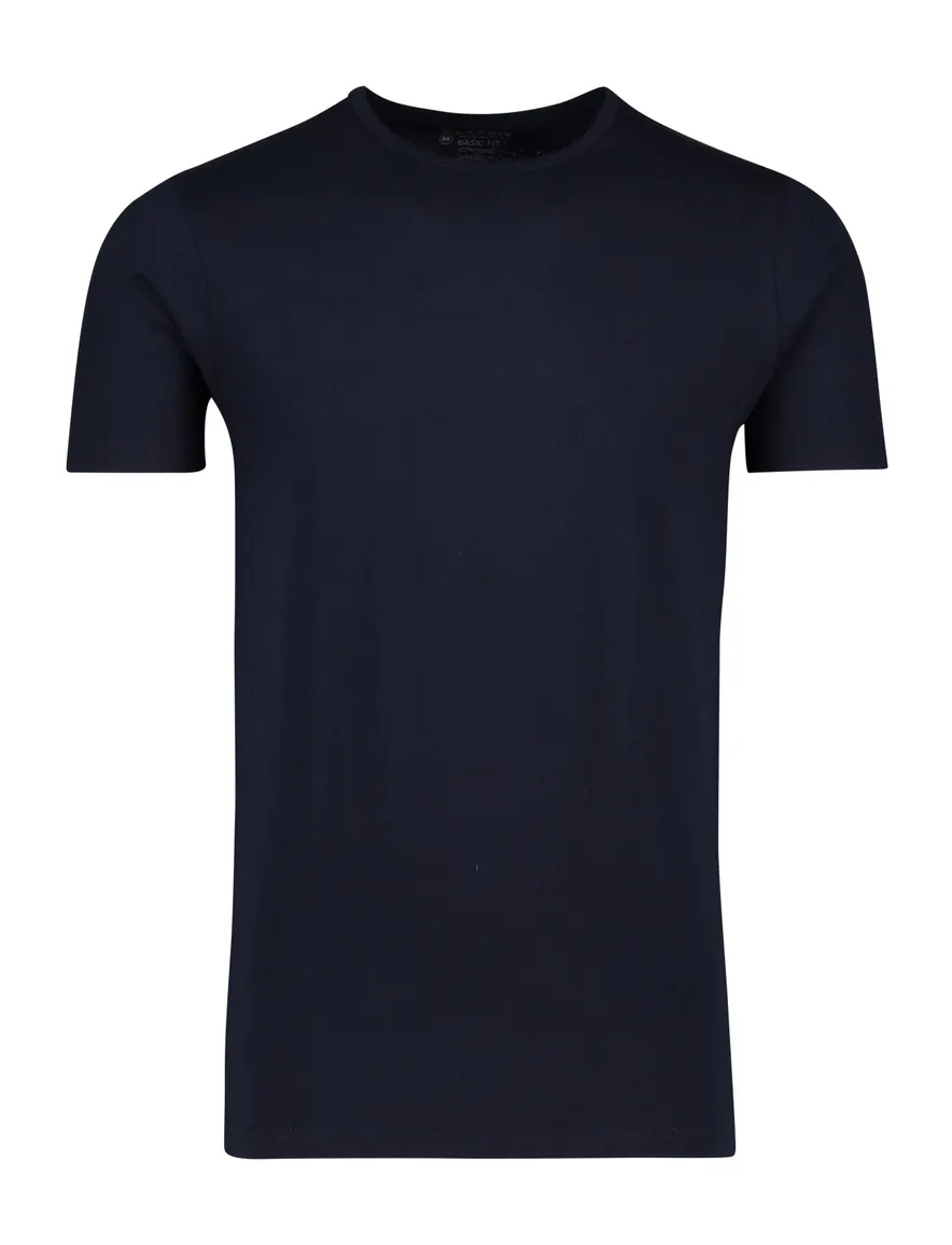 Slater t-shirt donkerblauw effen katoen 2-pack