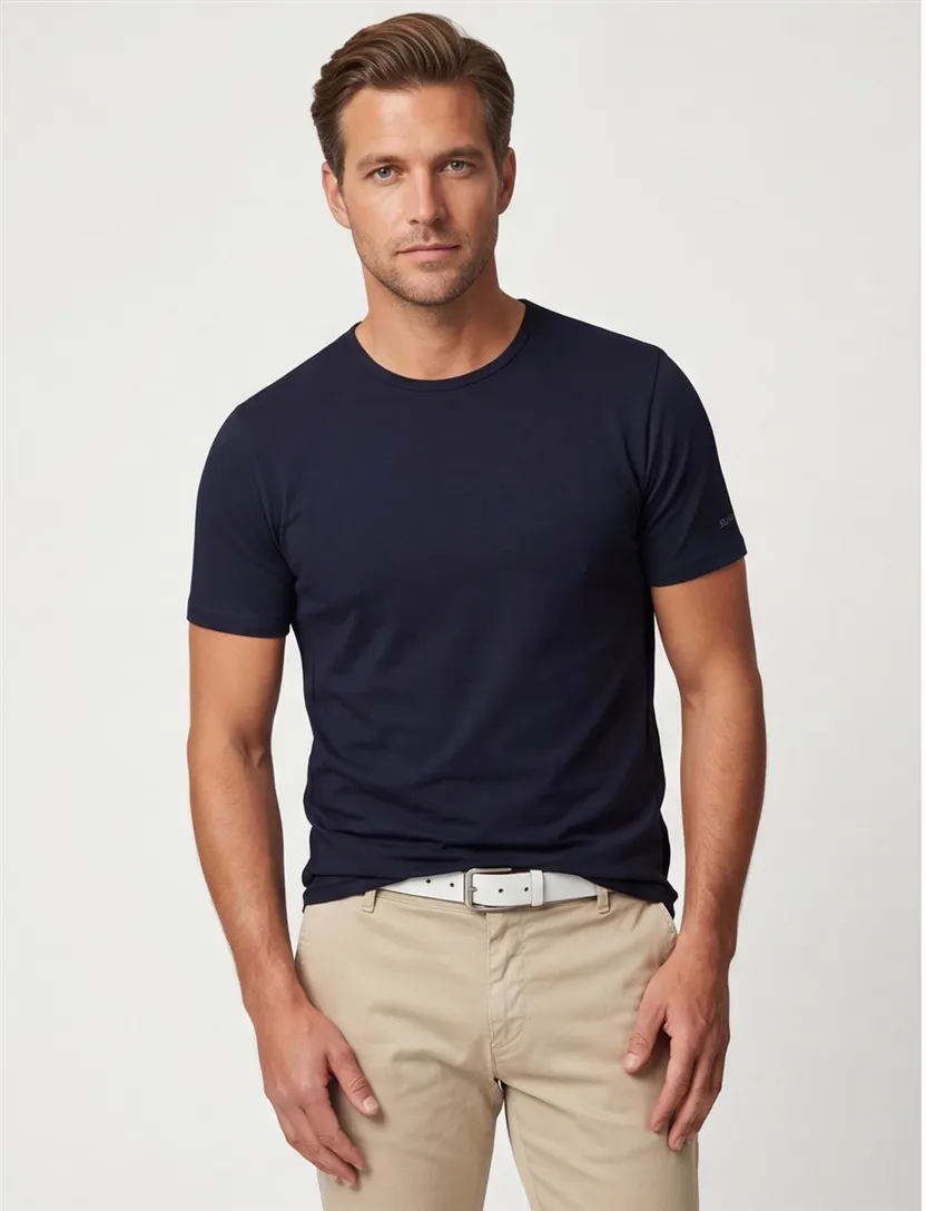 Slater t-shirt donkerblauw 2-pack effen katoen