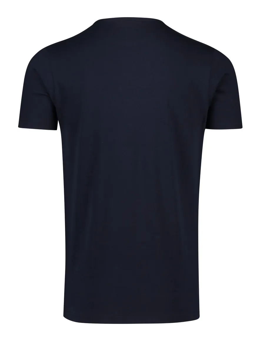 Slater t-shirt donkerblauw effen katoen 2-pack