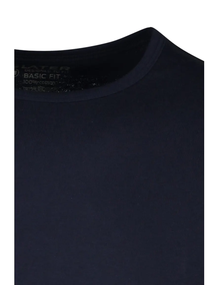 Slater t-shirt donkerblauw effen katoen 2-pack