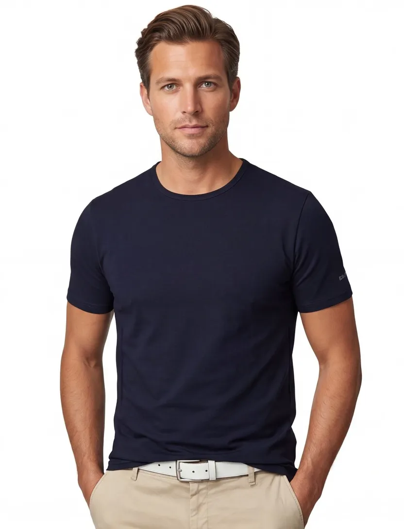 Slater t-shirt donkerblauw 2-pack effen katoen