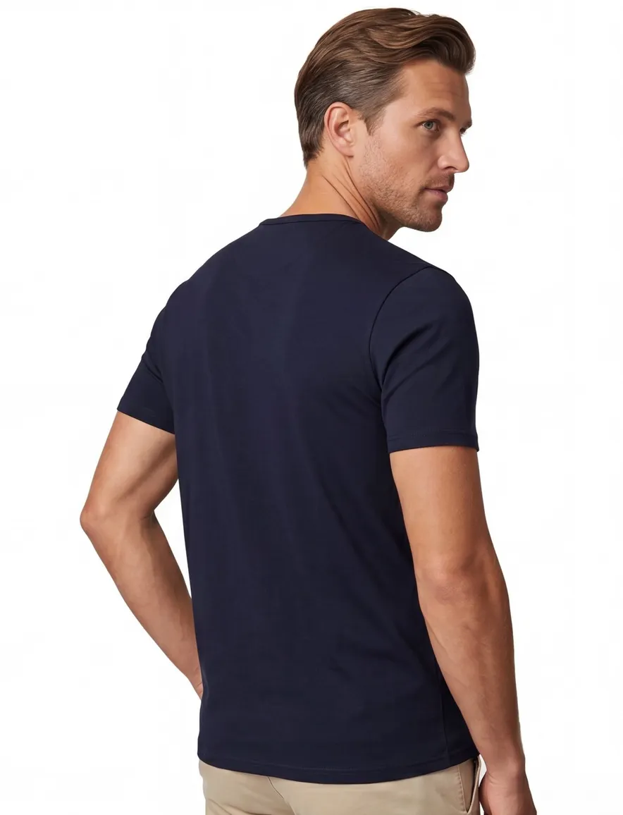Slater t-shirt donkerblauw effen katoen 2-pack