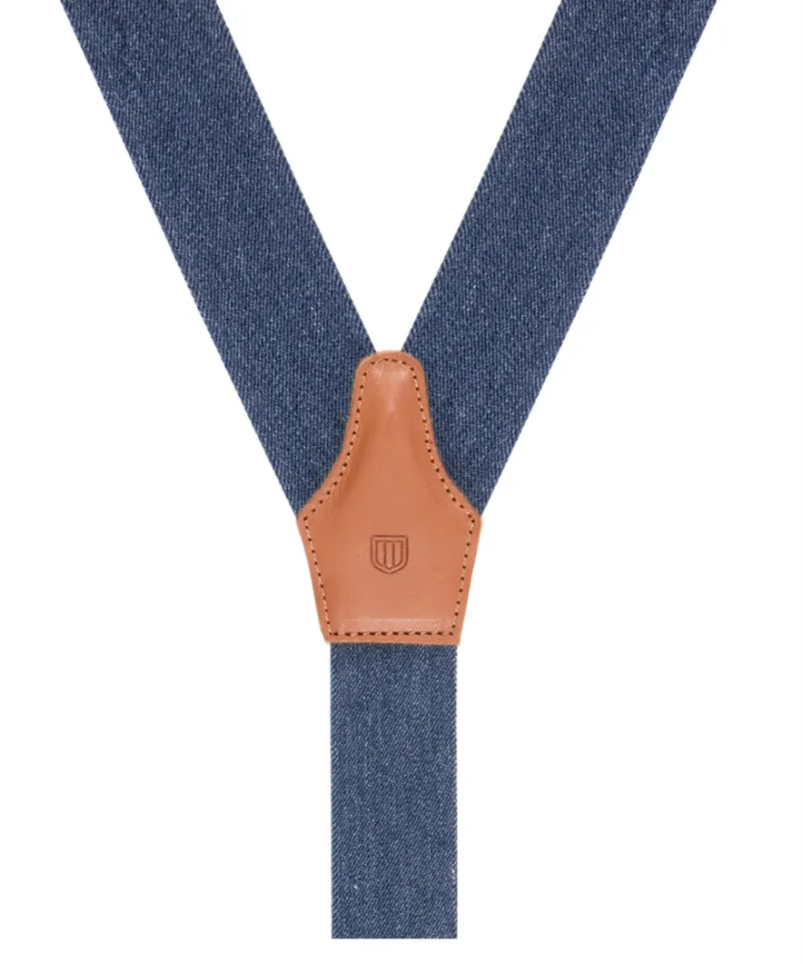 Profuomo bretels jeans blauw melange