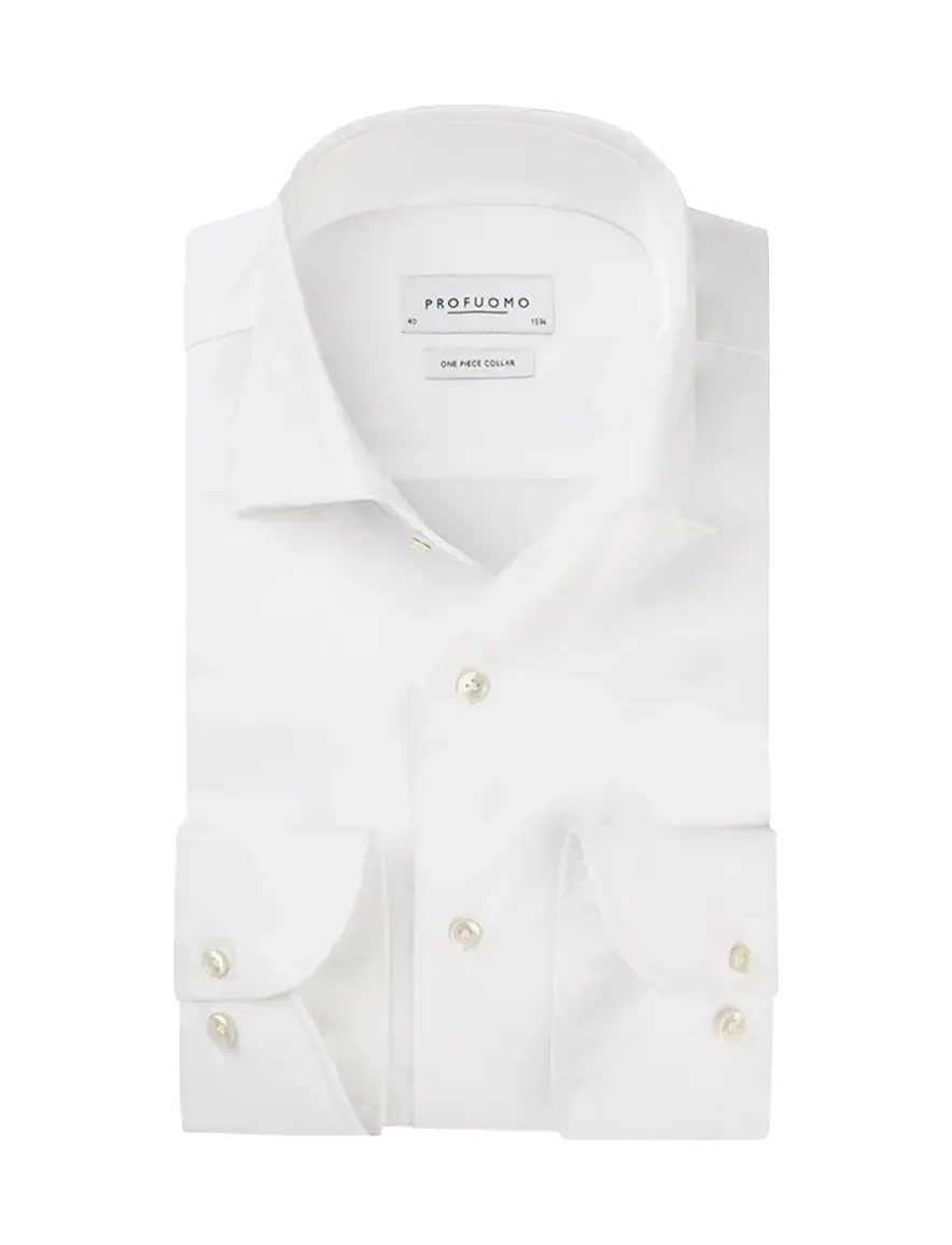 Profuomo Sky Blue hemd wit one piece collar