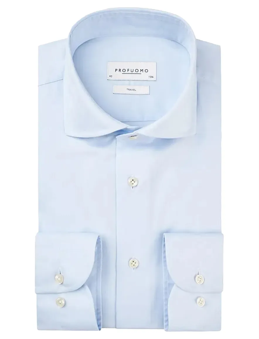 Profuomo Travel Shirt lichtblauw non iron