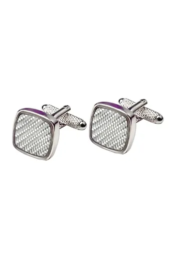 Profuomo Profuomo manchetknopen wit carbon look