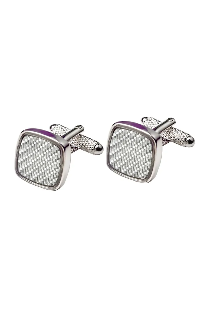 Profuomo manchetknopen wit carbon look