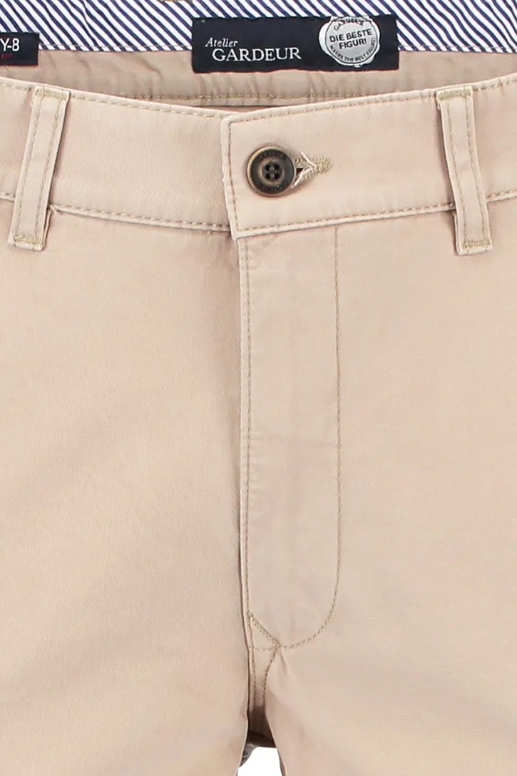 Gardeur broek Benny beige flatfront katoen