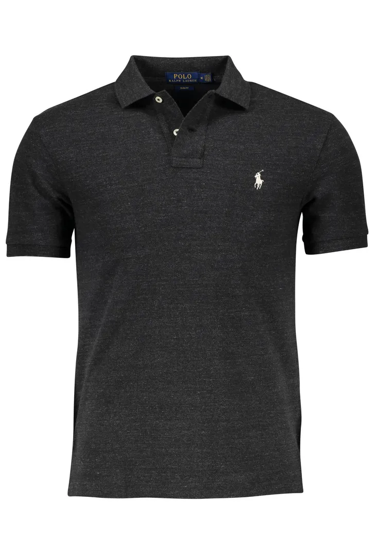 Polo Ralph Lauren poloshirt met logo grijs effen katoen slim fit
