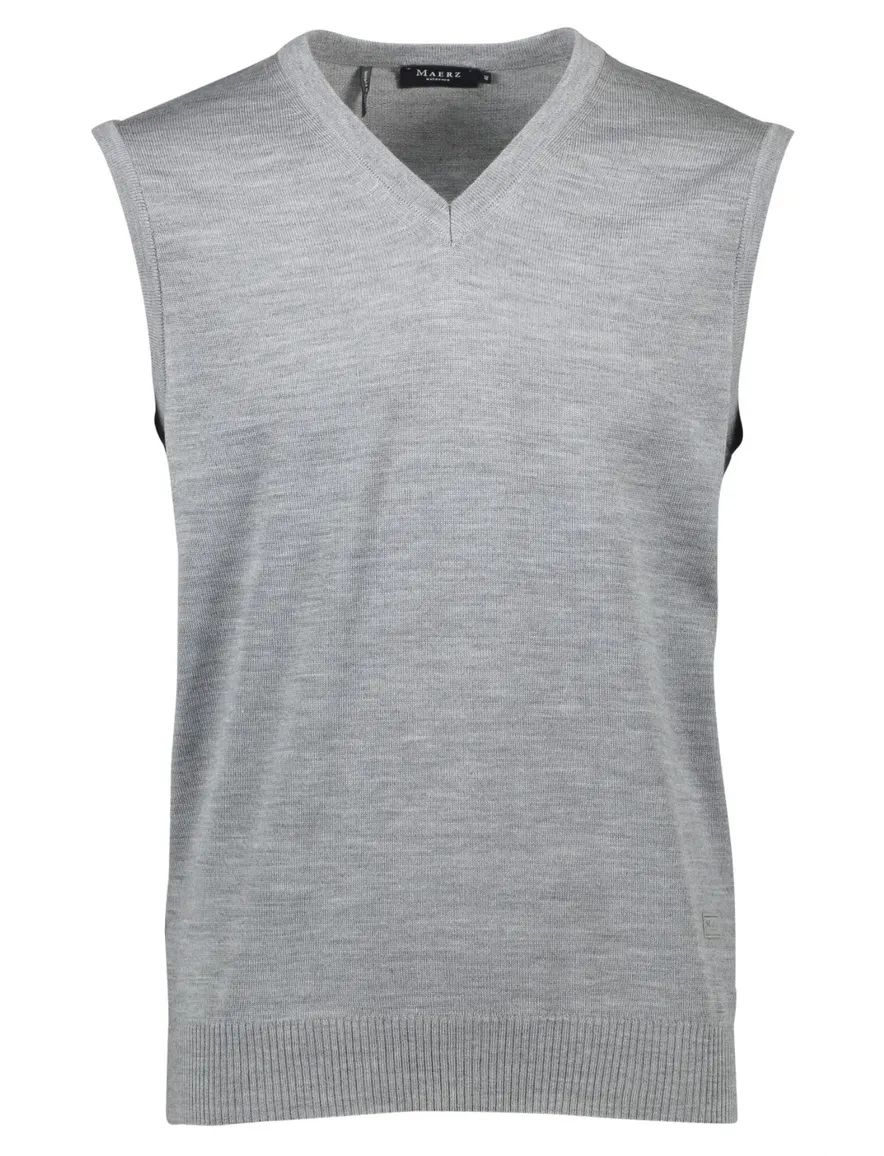 Maerz slipover grijs melange classic fit merinowol
