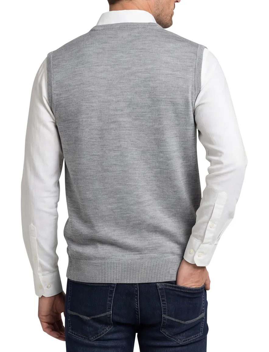 Maerz slipover grijs melange classic fit merinowol