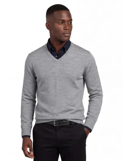 Maerz Maerz pullover mercury grey merinowol classic fit