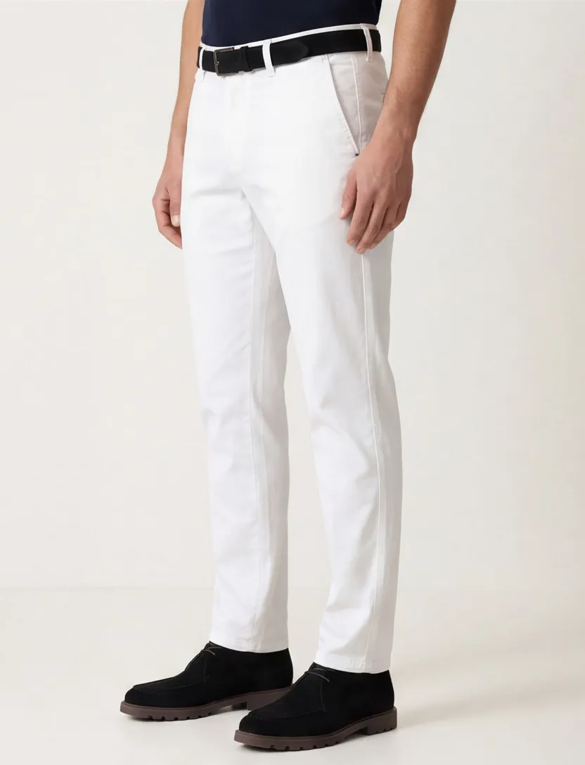 Pantalon stretch M.E.N.S. wit katoen