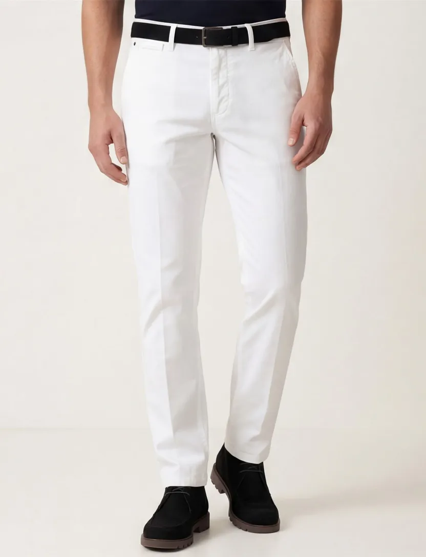 Pantalon stretch M.E.N.S. wit katoen