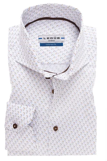 Ledub Ledub tailored fit overhemd stretch wit patroon