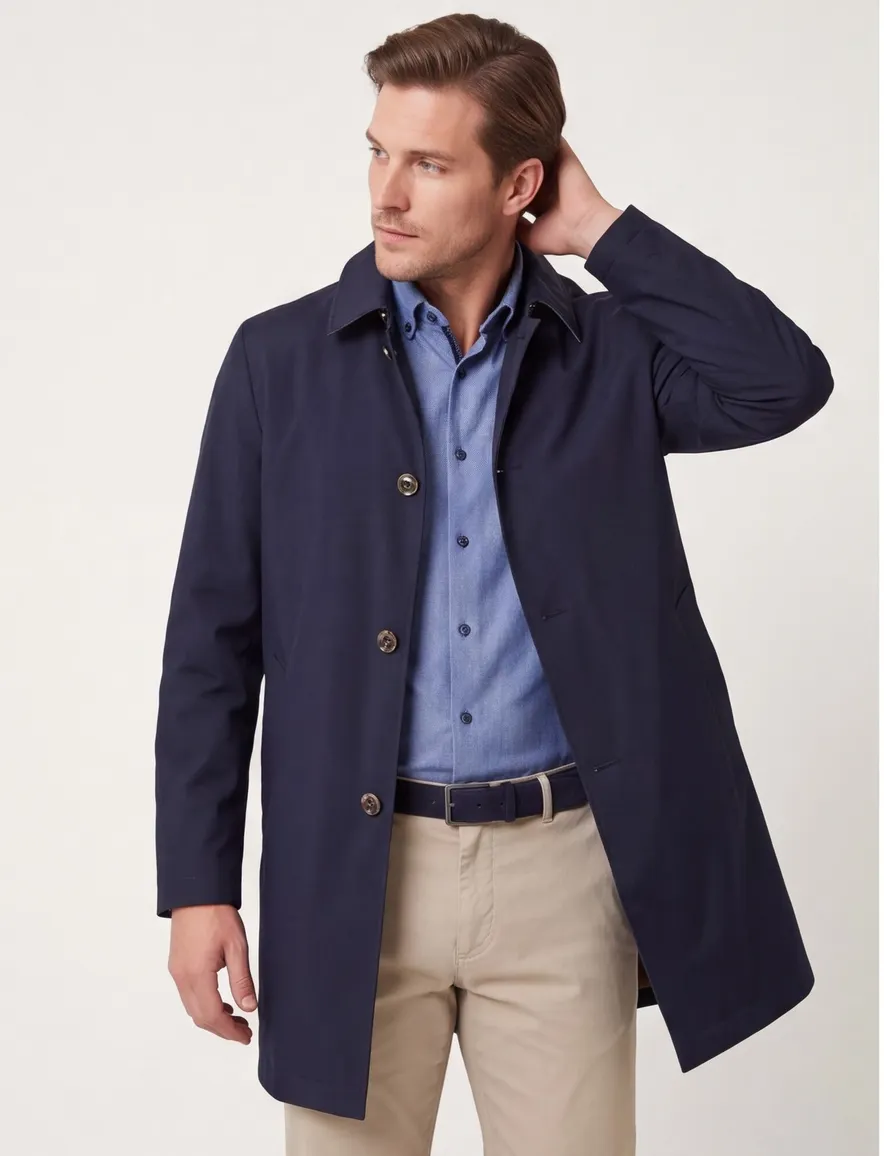 Dressler jack blauw knopen normale fit