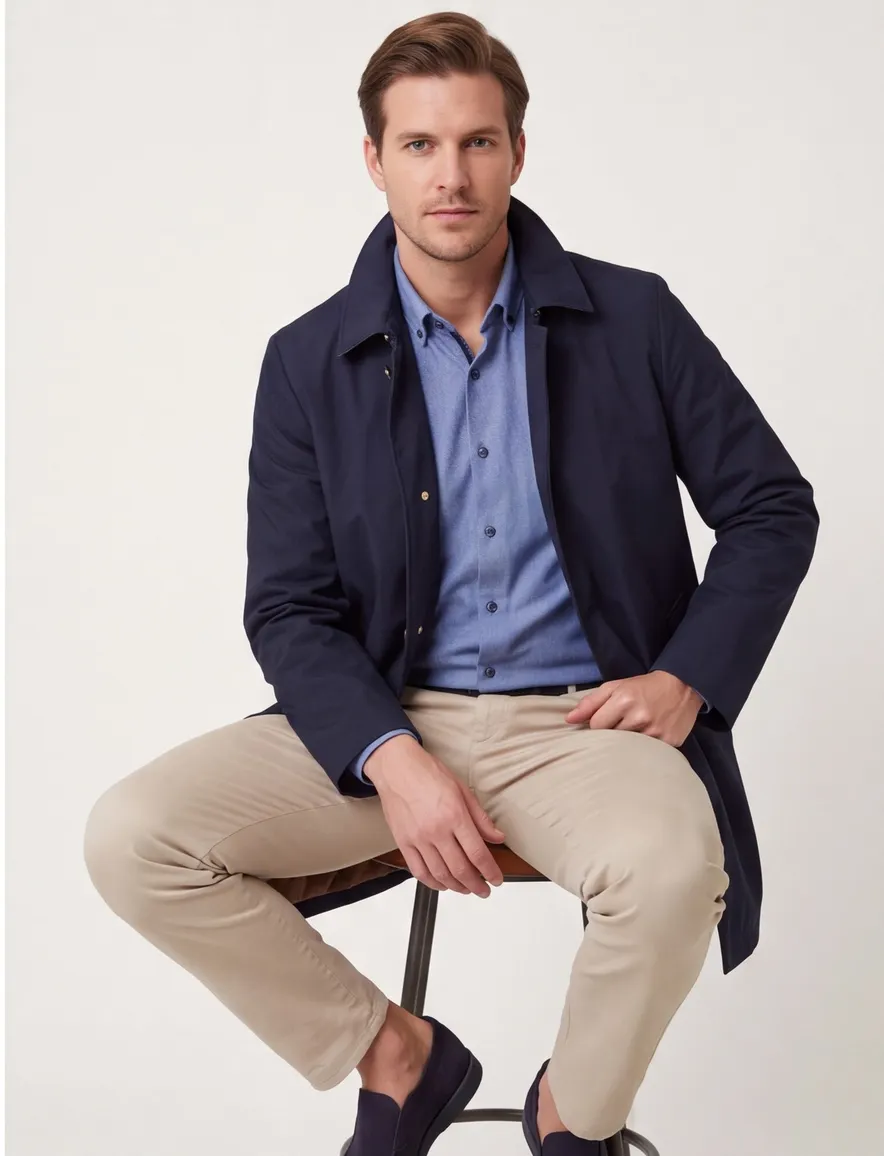 Dressler jack blauw knopen normale fit