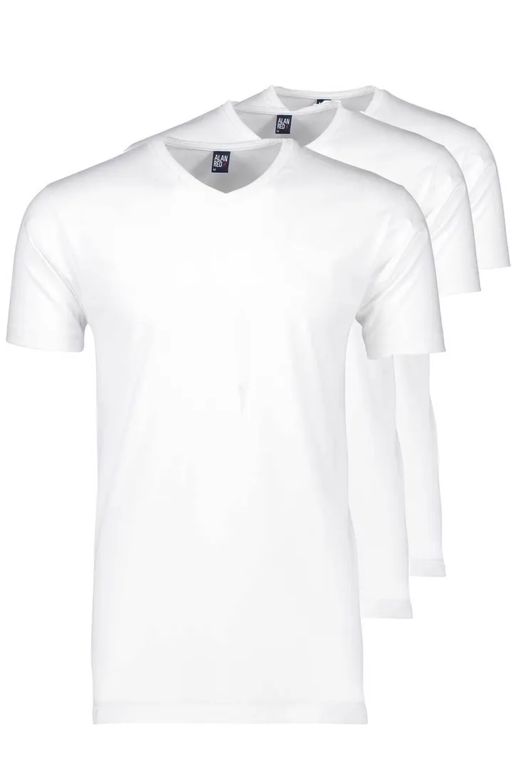 Alan Red t-shirt West Virginia aanbieding effen katoen wit 3-pack
