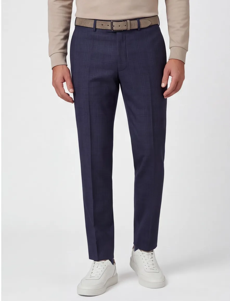 Dressler pantalon Mix & Match donkerblauw ruit wol
