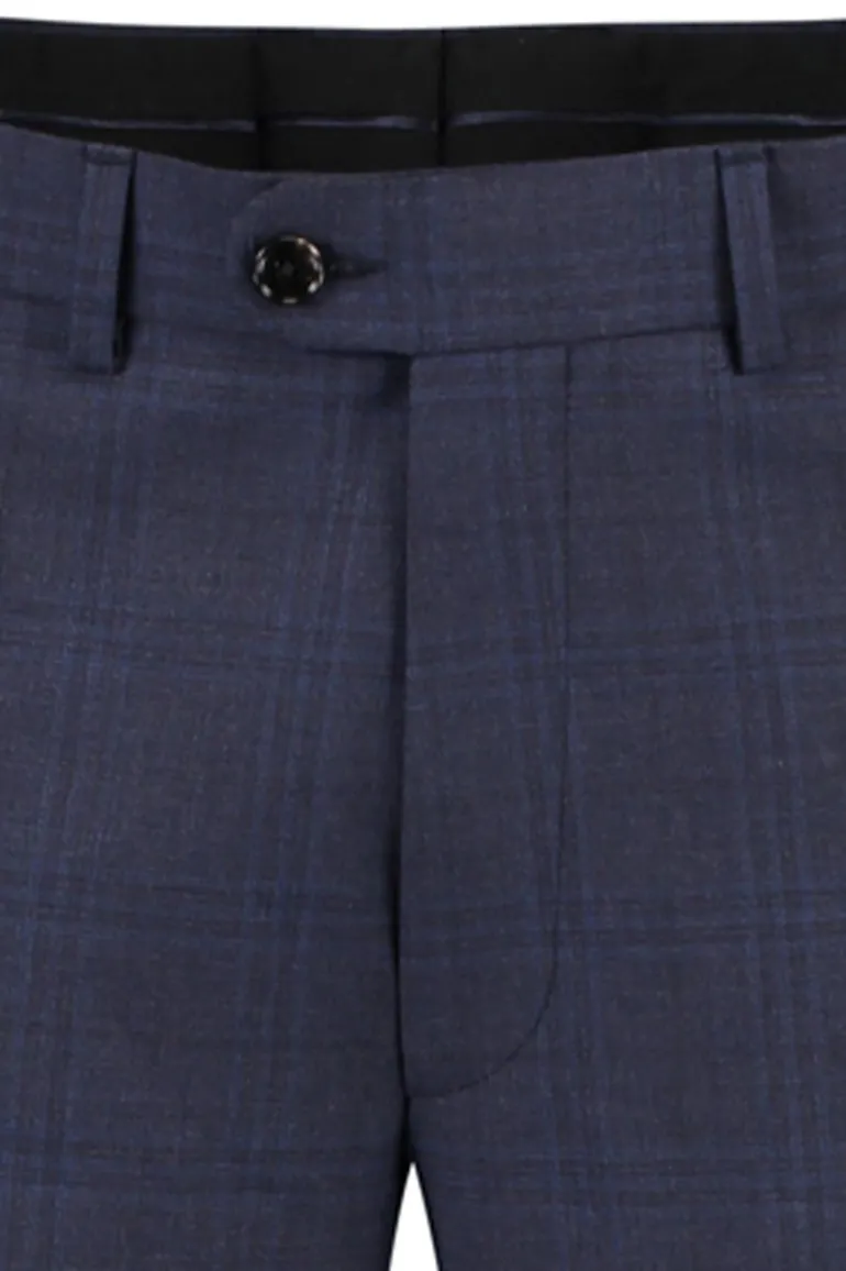Dressler pantalon Mix & Match donkerblauw ruit wol