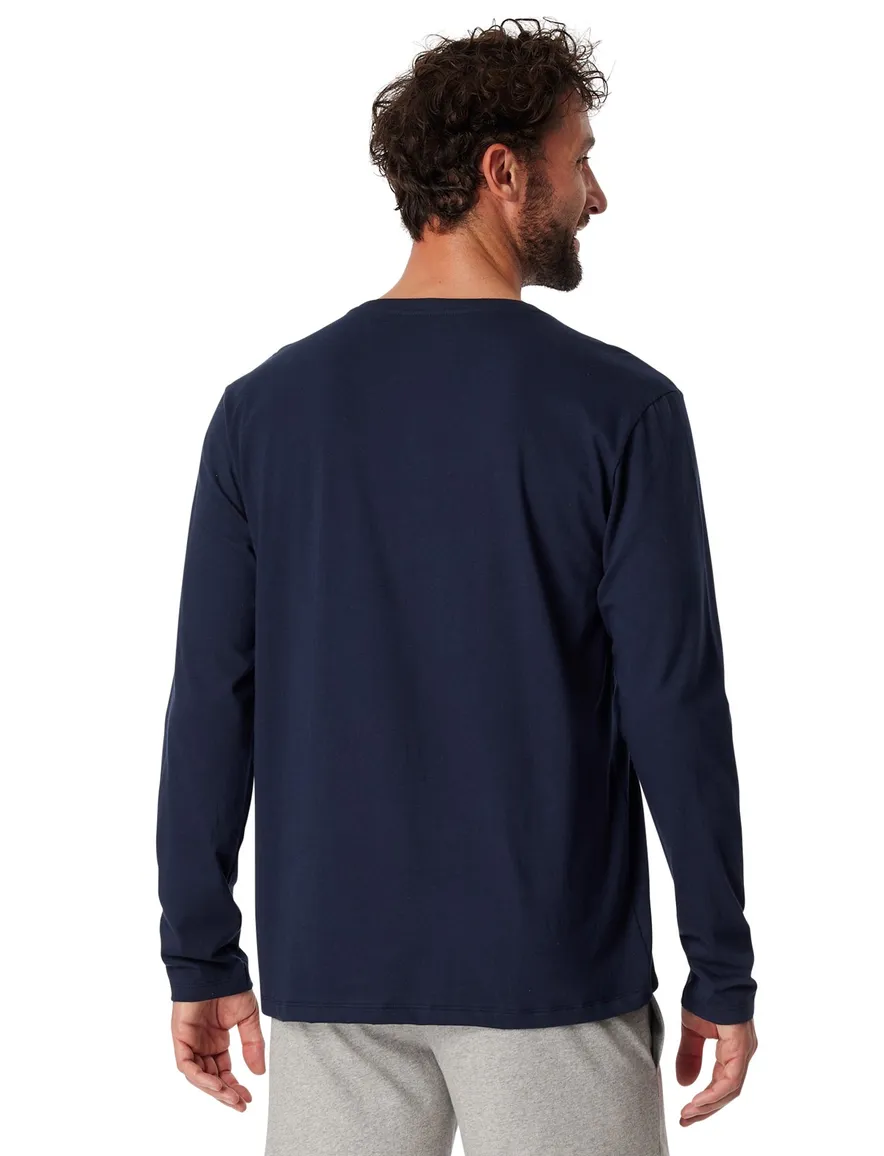 Lange mouwen Schiesser pyjamashirt donkerblauw