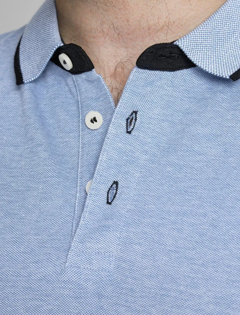 Jack & Jones polo Plus Size lichtblauw effen katoen wijde fit