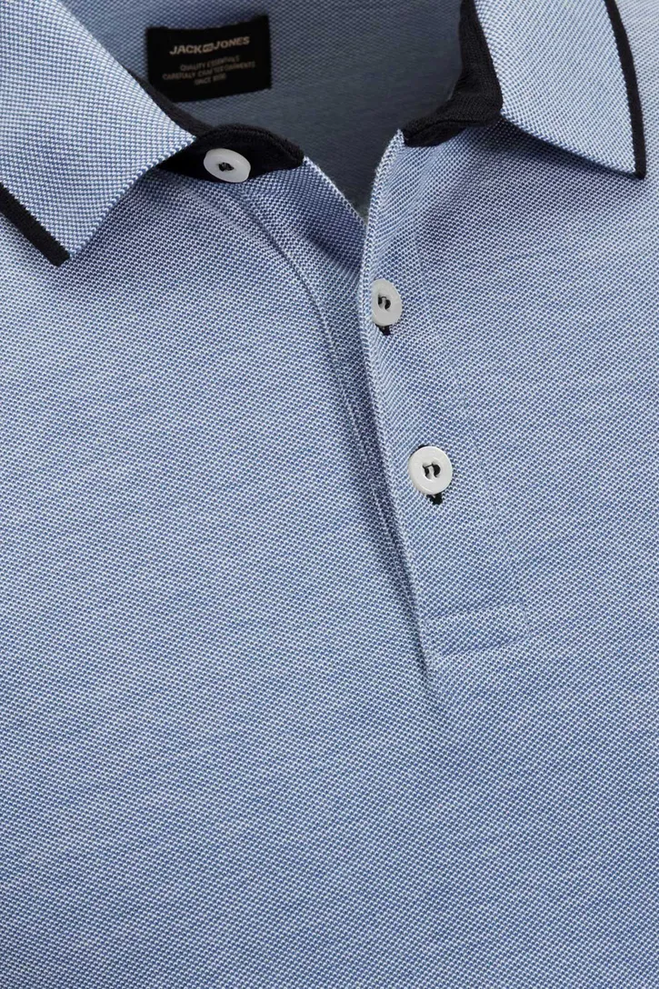 Jack & Jones polo Plus Size lichtblauw effen katoen wijde fit