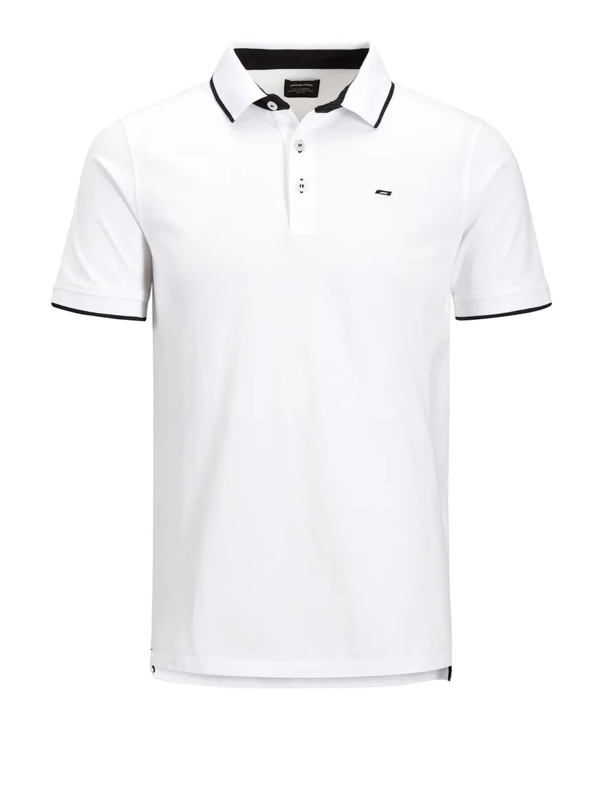 Jack & Jones polo Plus Size wit 3 knoops