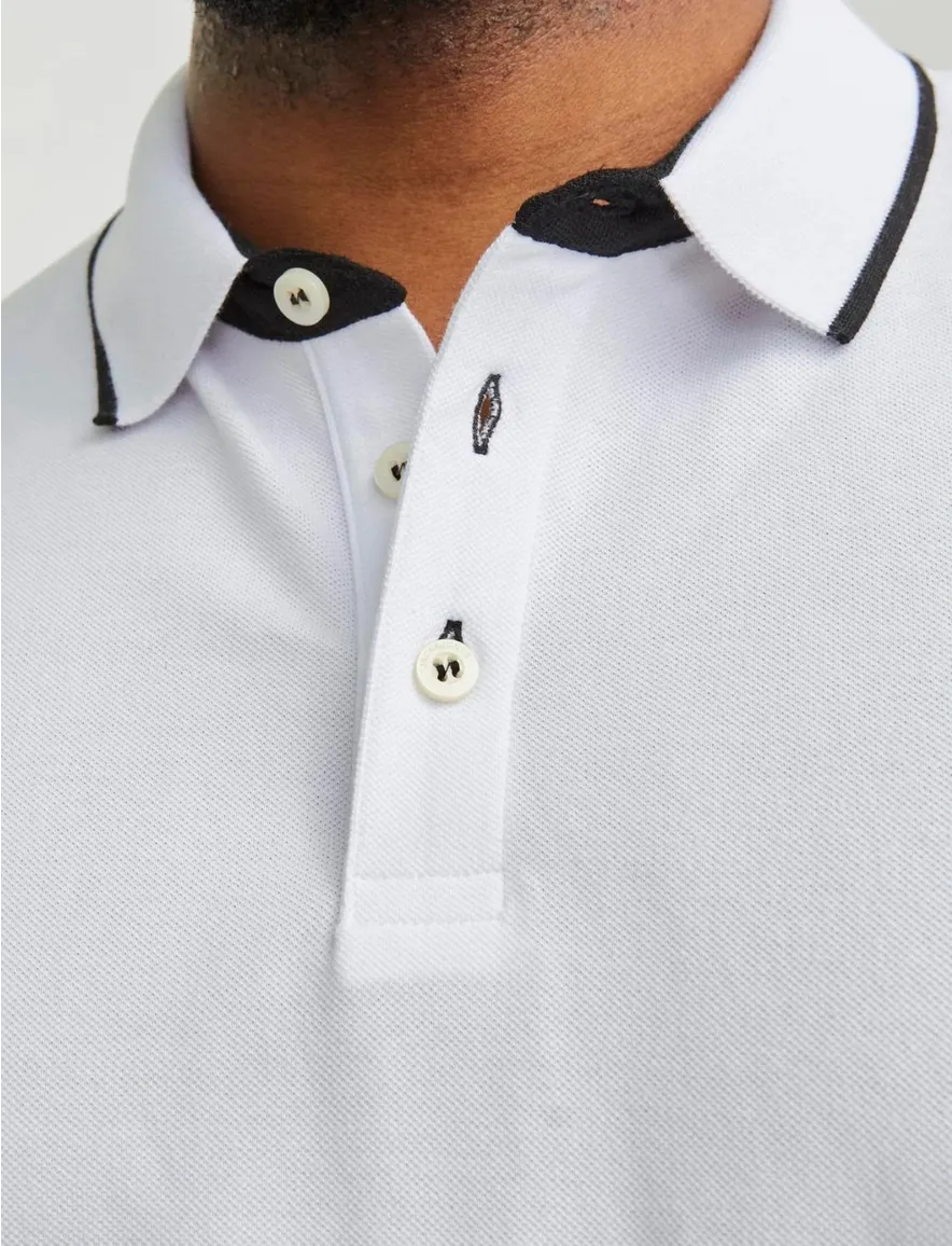 Jack & Jones polo Plus Size wit 3 knoops