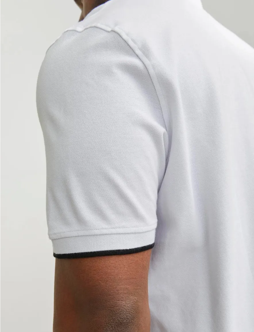 Jack & Jones polo Plus Size wit 3 knoops