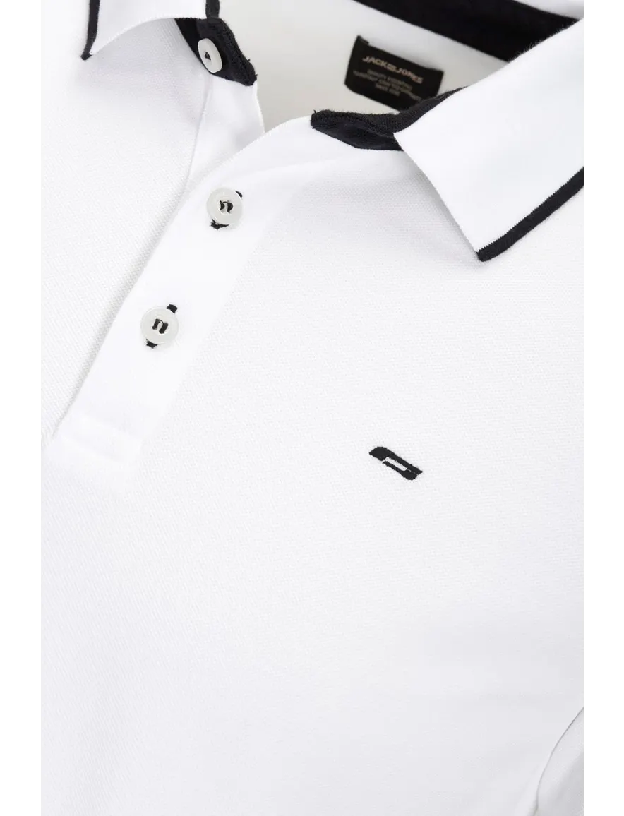 Jack & Jones polo Plus Size wit 3 knoops