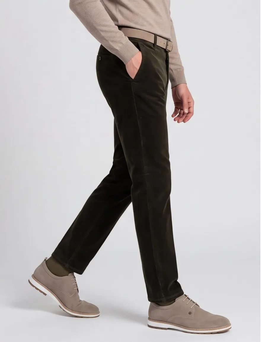 Meyer Pantalon wol groen corduroy Bonn
