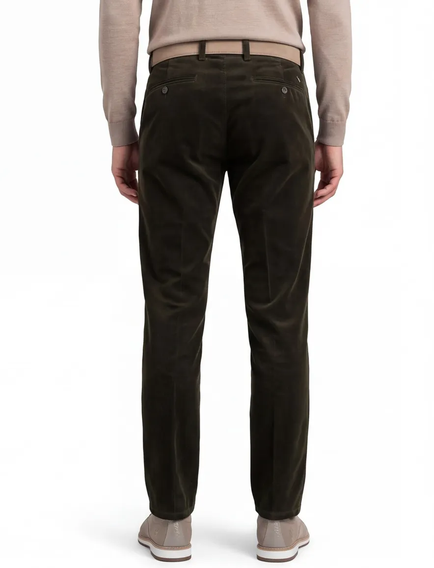 Meyer Pantalon wol groen corduroy Bonn