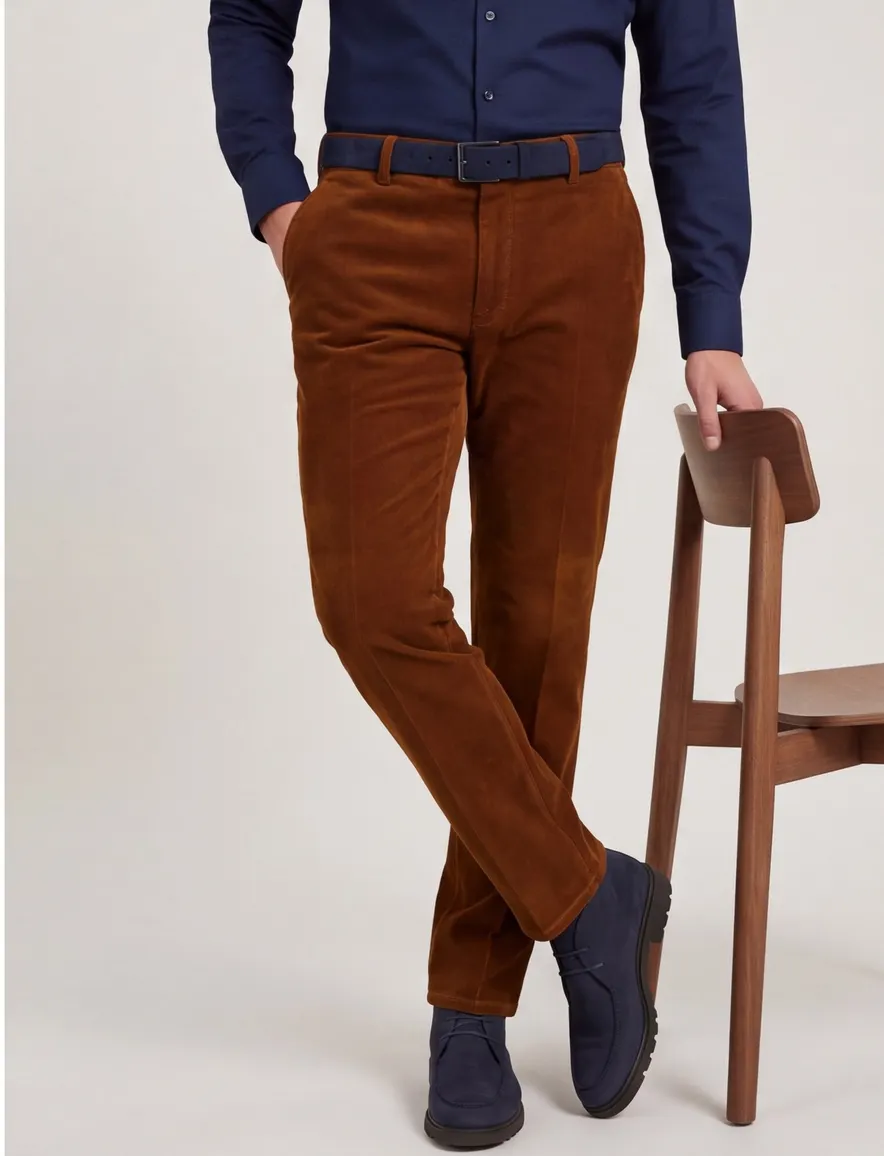 Meyer Pantalon wol camel corduroy Bonn