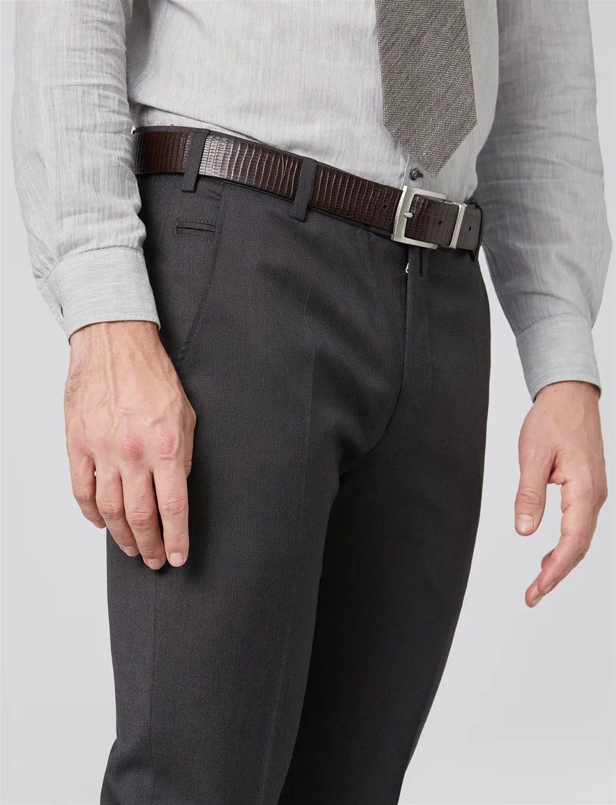 Meyer wollen pantalon Bonn grijs effen wol