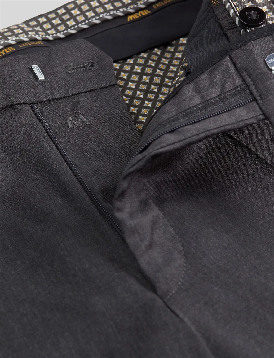 Meyer wollen pantalon Bonn grijs effen wol