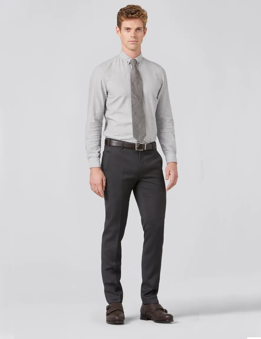 Meyer wollen pantalon Bonn grijs effen wol