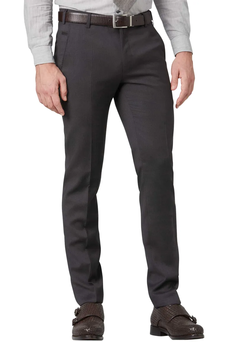 Meyer wollen pantalon Bonn grijs effen wol