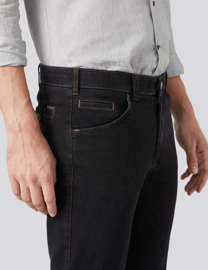 Meyer nette jeans Dublin zwart effen denim slim fit zonder omslag