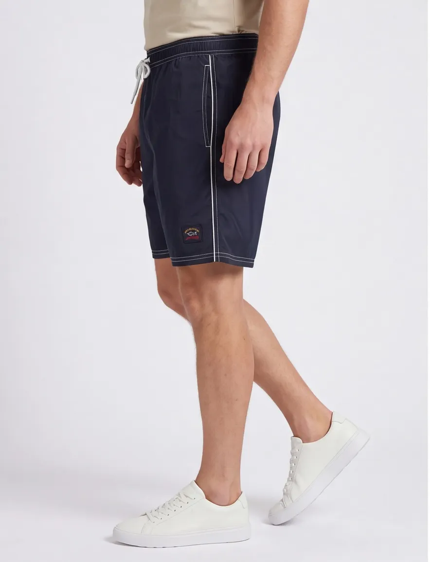 Paul & Shark zwemshort navy merk opdruk elastische band