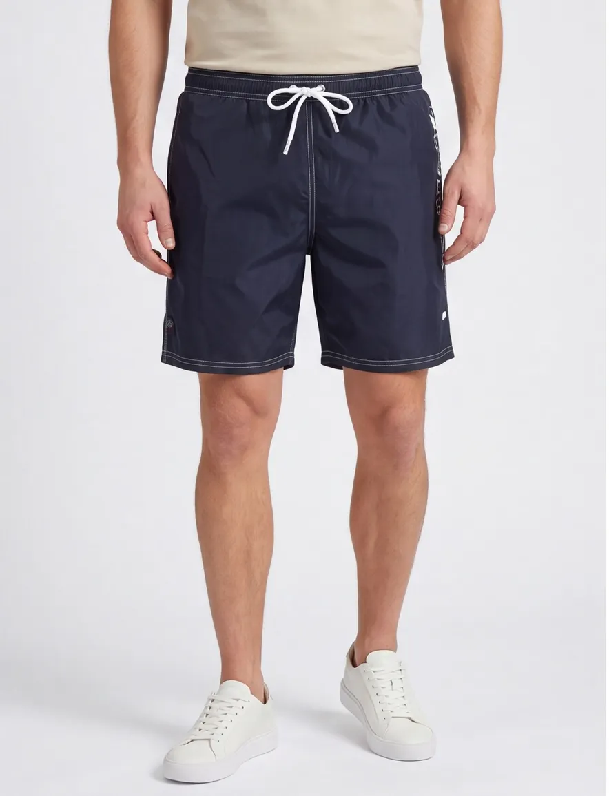 Paul & Shark zwemshort navy merk opdruk elastische band