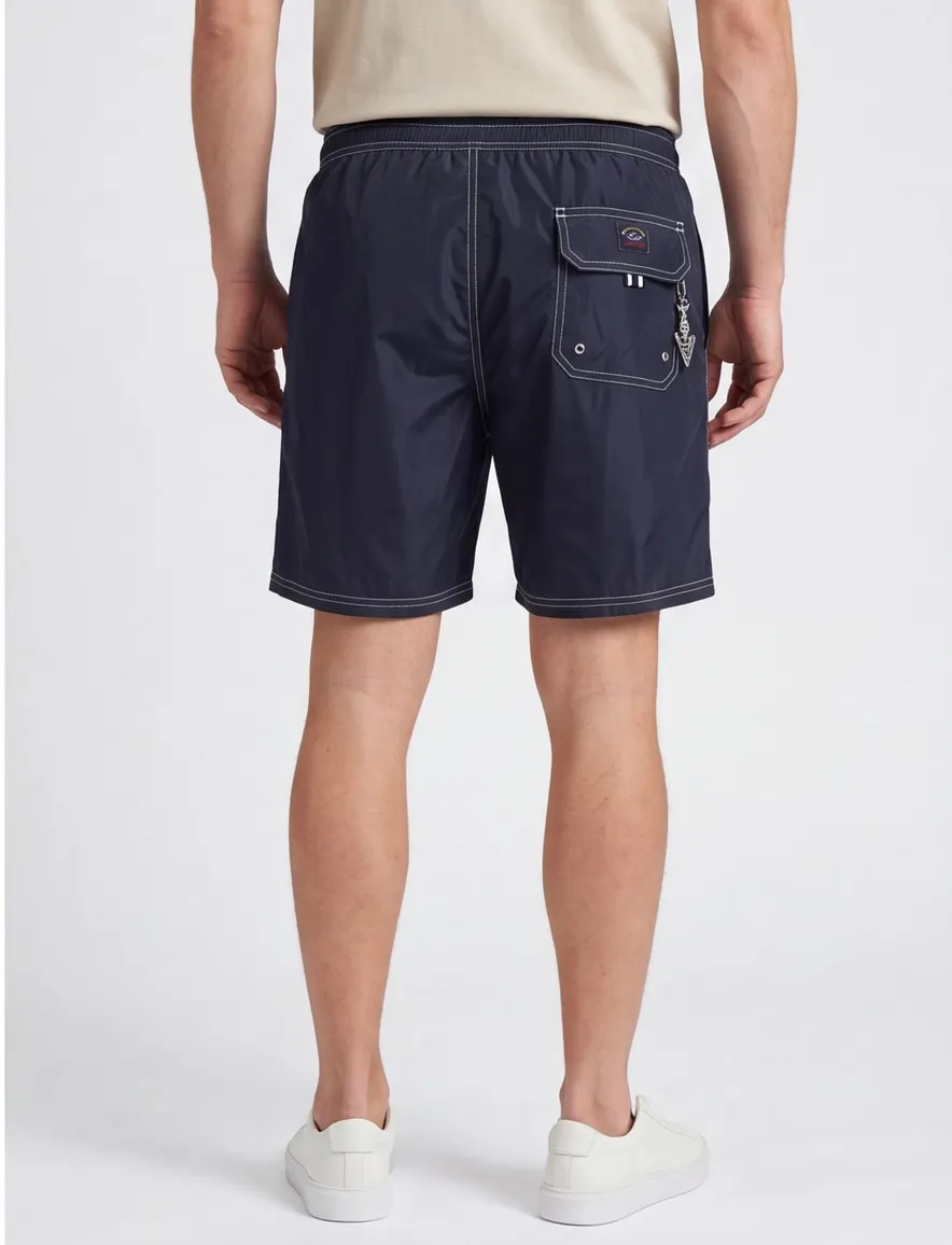 Paul & Shark zwemshort navy merk opdruk elastische band