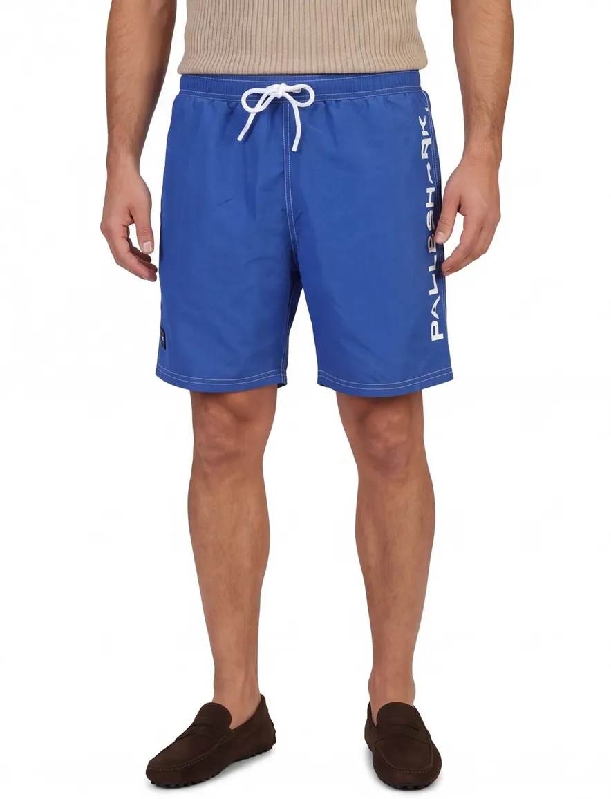 Paul & Shark zwemshort merk opdruk blauw