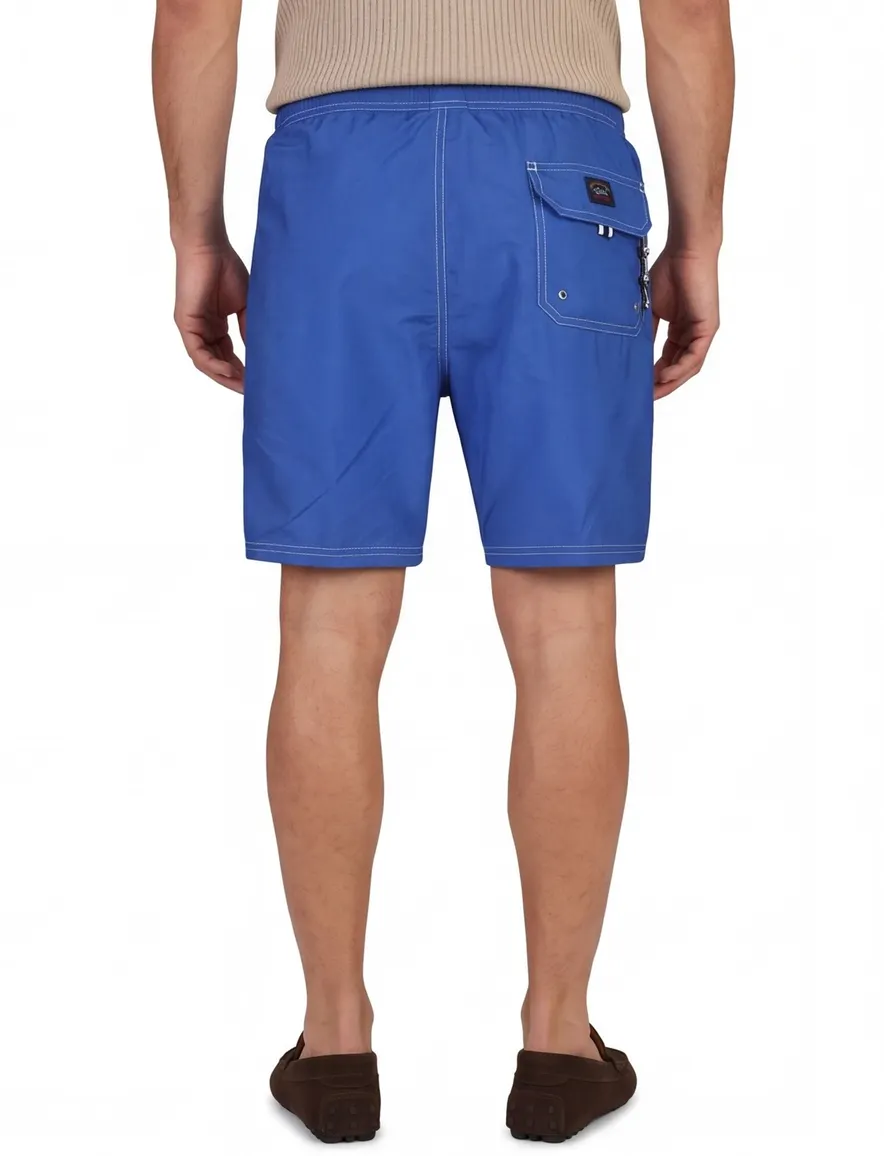 Paul & Shark zwemshort merk opdruk blauw