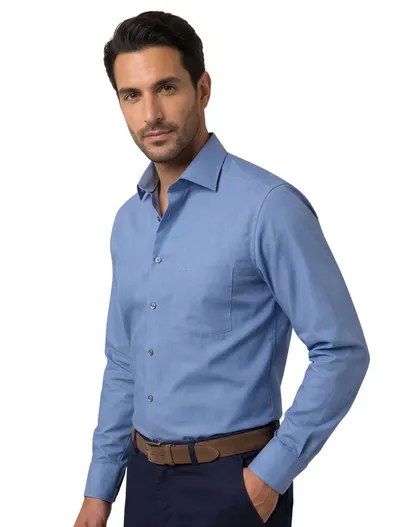 Olymp Olymp Luxor overhemd denim blue strijkvrij