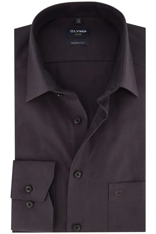 Aubergine zakelijk Olymp overhemd Luxor Modern Fit normale fit katoen