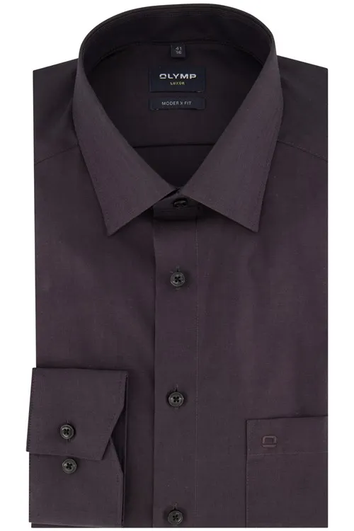 Aubergine zakelijk Olymp overhemd Luxor Modern Fit normale fit katoen