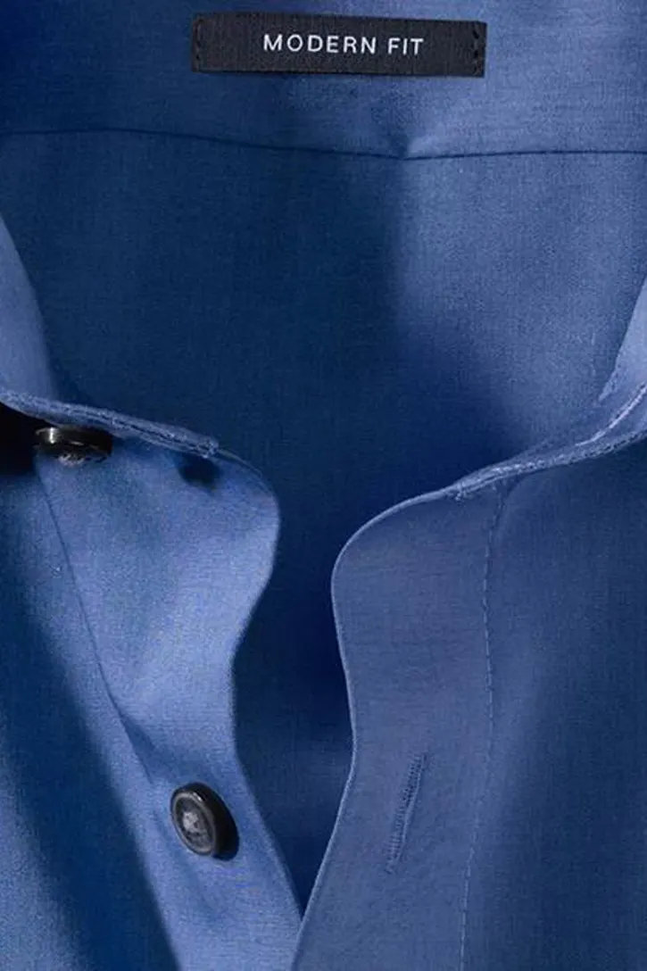 Olymp overhemd Chambray strijkvrij modern fit donkerblauw