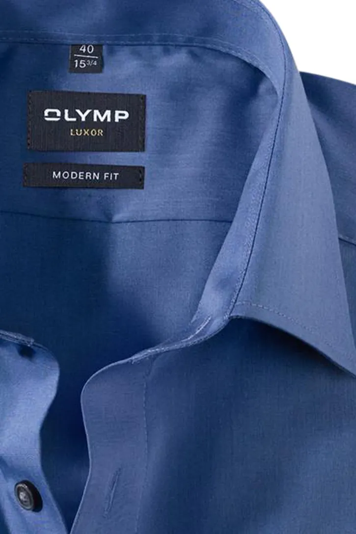 Olymp overhemd Chambray strijkvrij modern fit donkerblauw