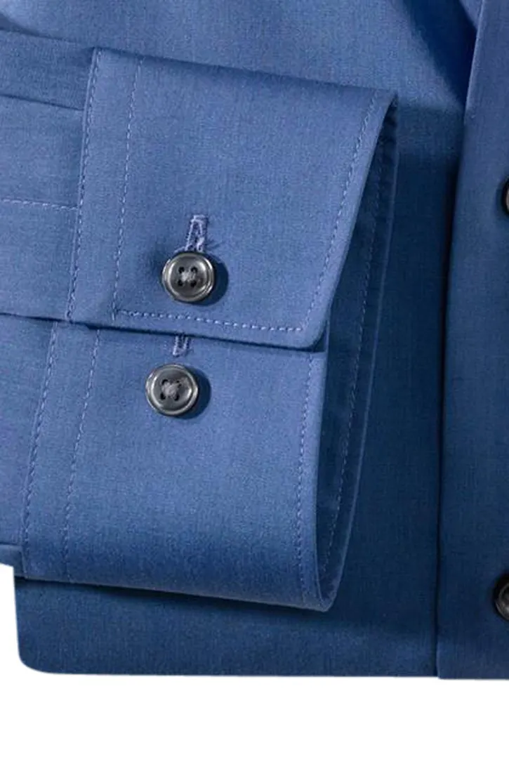 Olymp overhemd Chambray strijkvrij modern fit donkerblauw